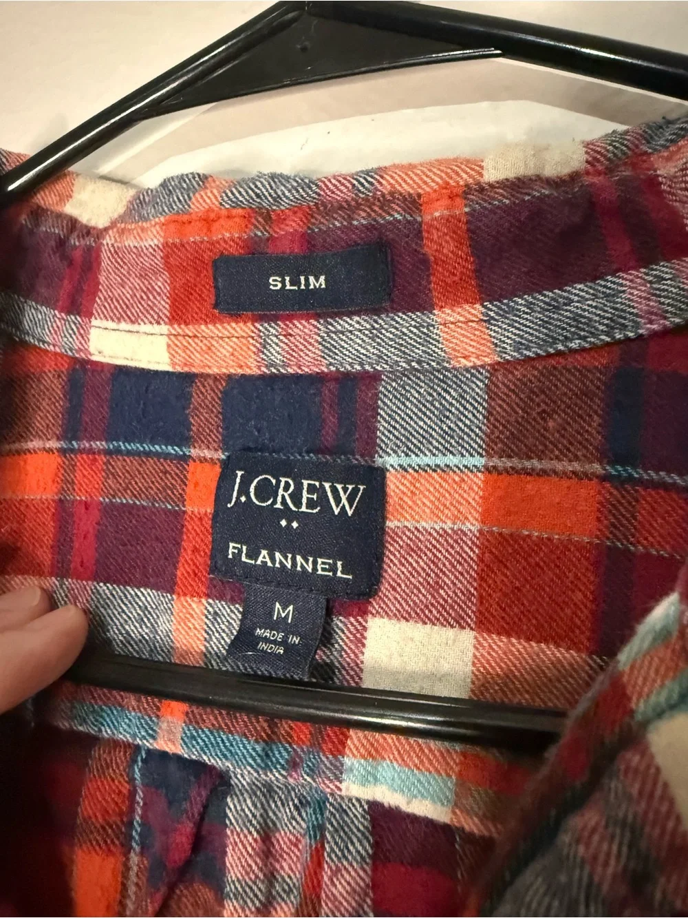 J. Crew Red Navy White Plaid Button-Down Flannel Shirt